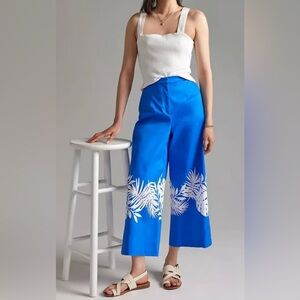 Anthropologie Hutch Blue and White Wide Leg Pants